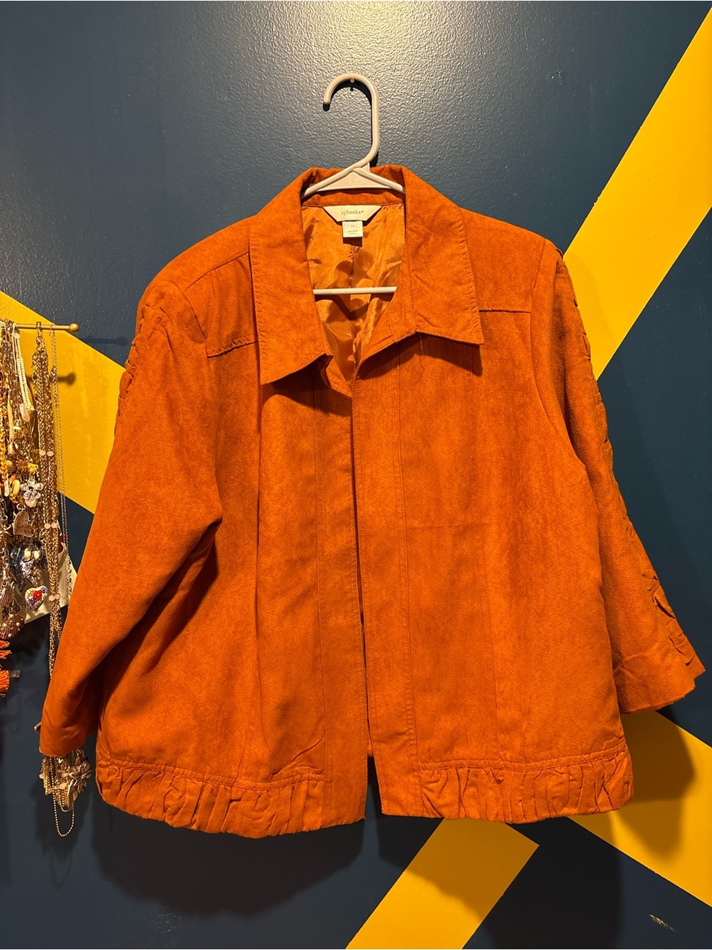 CJ Banks Burnt Orange Faux Suede Jacket EUC